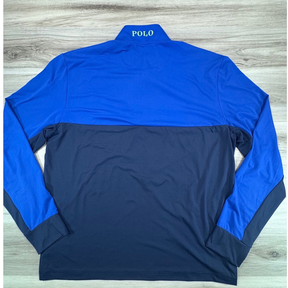 Polo Golf Ralph Lauren‎ Mens Large Blue Colorblock Quarter Zip Pullover Wicking
